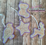 DIGITAL DOWNLOAD 4x4 Applique Holiday Ornament Set Gift Tag Bookmark 4 DESIGNS INCLUDED