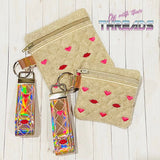 DIGITAL DOWNLOAD 4" & 5" Quilted Valentine Heart Zipper Bag and Key Fob Set 2 BAG SIZES 2 FOB SIZES