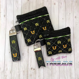 DIGITAL DOWNLOAD 4" & 5" Quilted Clover St Patrick's Day Zipper Bag and Key Fob Set 2 BAG SIZES 2 FOB SIZES