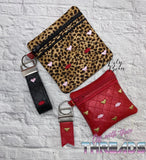 DIGITAL DOWNLOAD 4" & 5" Quilted Valentine Heart Zipper Bag and Key Fob Set 2 BAG SIZES 2 FOB SIZES