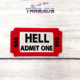 DIGITAL DOWNLOAD Ticket To Hell Patch 3 SIZES INCLUDED