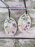 DIGITAL DOWNLOAD Floral Ghost Set One Bookmark Ornament Gift Tag