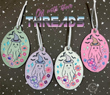 DIGITAL DOWNLOAD Floral Ghost Set One Bookmark Ornament Gift Tag