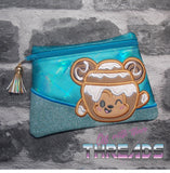 DIGITAL DOWNLOAD Applique Cinnamon Roll Mouse Clutch Zipper Bag Lined and Unlined