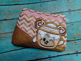 DIGITAL DOWNLOAD Applique Cinnamon Roll Mouse Clutch Zipper Bag Lined and Unlined