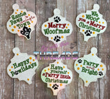 DIGITAL DOWNLOAD Happy Pawlidays Dog Ornament Bookmark Gift Tag 6 Designs