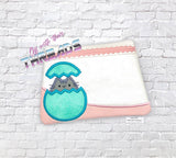 DIGITAL DOWNLOAD Applique Easter Egg Kitty Clutch Zipper Bag Lined and Unlined