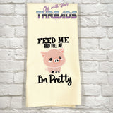 DIGITAL DOWNLOAD Feed Me and Tell Me I'm Cute Pretty Piglet 3 SIZES 2 VERSIONS INCLUDED