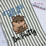 DIGITAL DOWNLOAD Applique Feed Me and Tell Me I'm Cute Pretty Hamster 3 SIZES 2 VERSIONS INCLUDED