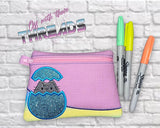 DIGITAL DOWNLOAD Applique Easter Egg Kitty Clutch Zipper Bag Lined and Unlined