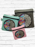 DIGITAL DOWNLOAD Applique Stained Glass Window Zipper Bag Set Lined and Unlined 3 SIZES INCLUDED
