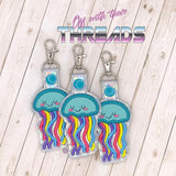 DIGITAL DOWNLOAD Applique Jellyfish Snap Tab Key Chain