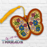 DIGITAL DOWNLOAD Applique Floral Butterfly Bookmark Ornament Gift Tag