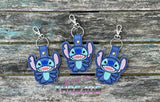 DIGITAL DOWNLOAD Blue Alien Snap Tab Key Chain