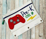 DIGITAL DOWNLOAD ITH Pencil Pouch Pre K Level Up Applique Binder Bag 4 Sizes Included