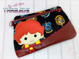 DIGITAL DOWNLOAD Applique Wizard Red Hair Clutch Zipper Bag Lined and Unlined