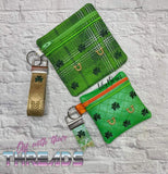 DIGITAL DOWNLOAD 4" & 5" Quilted Clover St Patrick's Day Zipper Bag and Key Fob Set 2 BAG SIZES 2 FOB SIZES