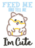 DIGITAL DOWNLOAD Applique Feed Me and Tell Me I'm Cute Pretty Hamster 3 SIZES 2 VERSIONS INCLUDED