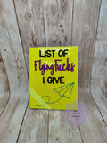 DIGITAL DOWNLOAD List of Flying F's A6 Notebook Holder Cover